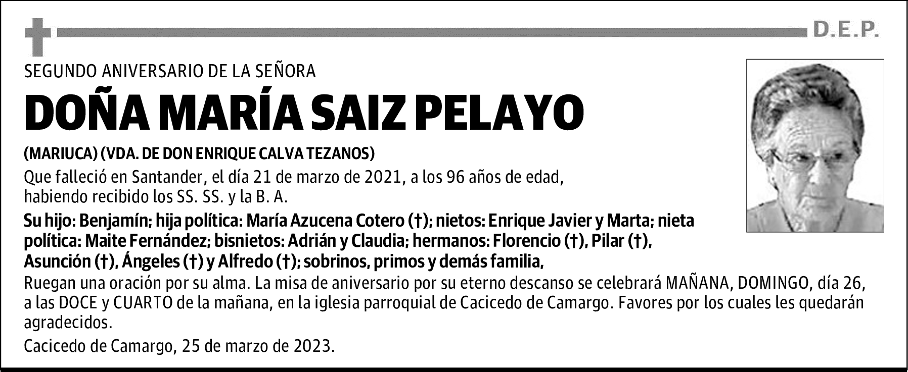 DOÑA MARÍA SAIZ PELAYO