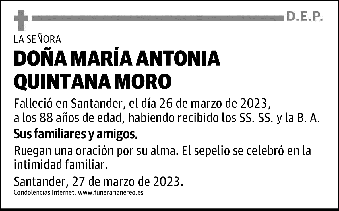 DOÑA MARÍA ANTONIA QUINTANA MORO