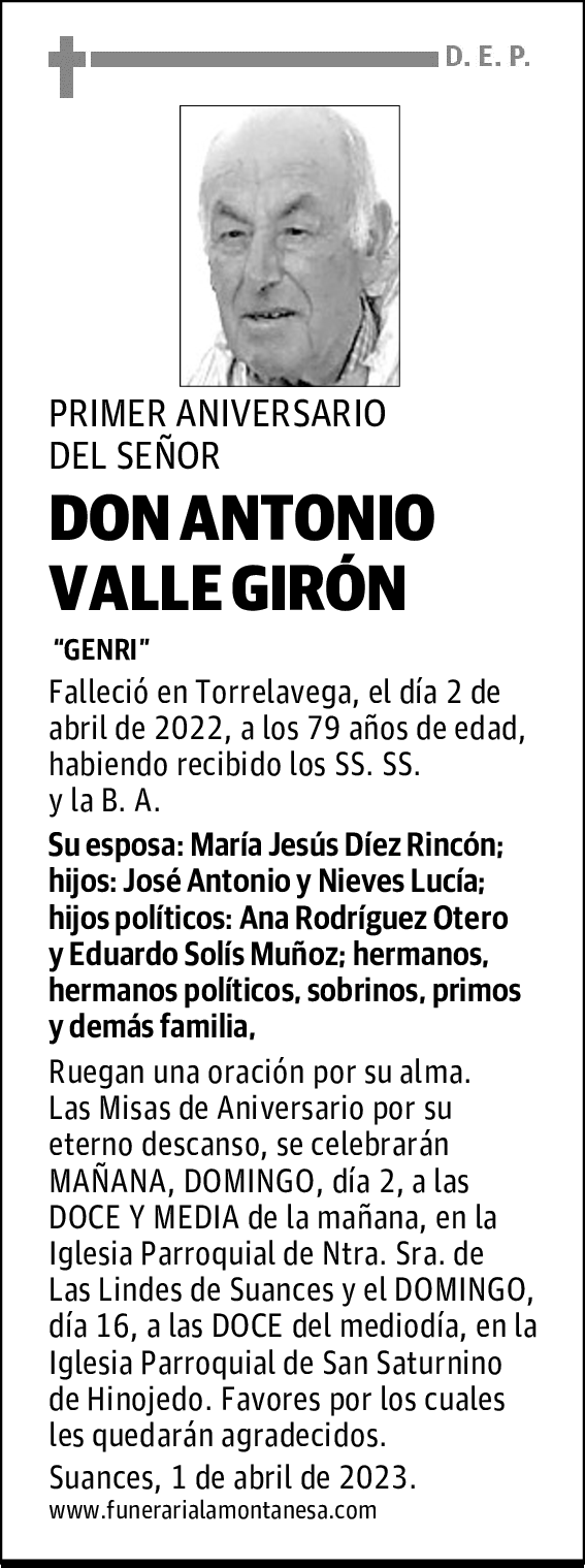 DON ANTONIO VALLE GIRÓN