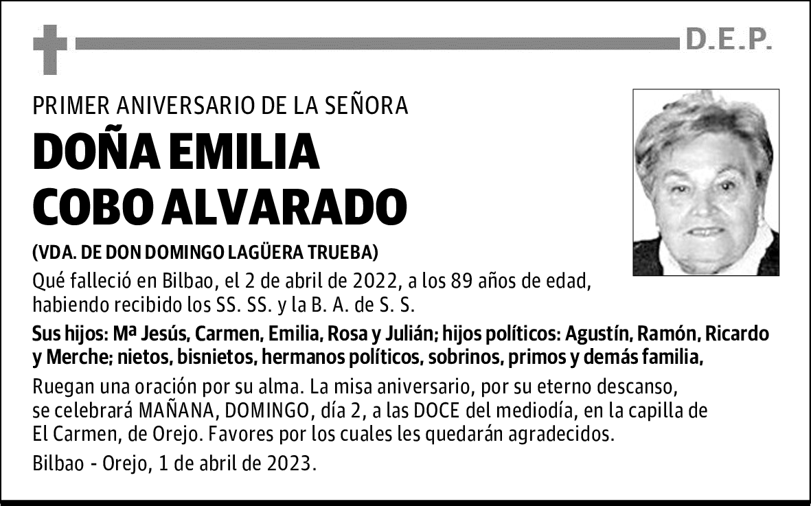 DOÑA EMILIA COBO ALVARADO