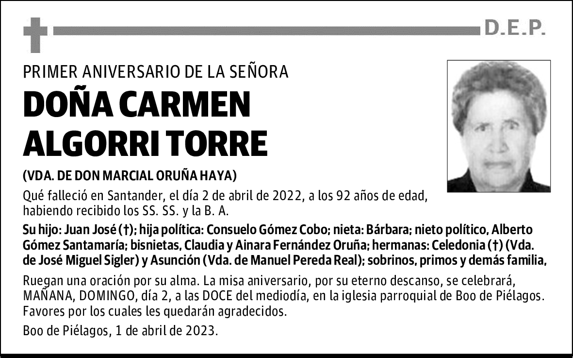 DOÑA CARMEN ALGORRI TORRE