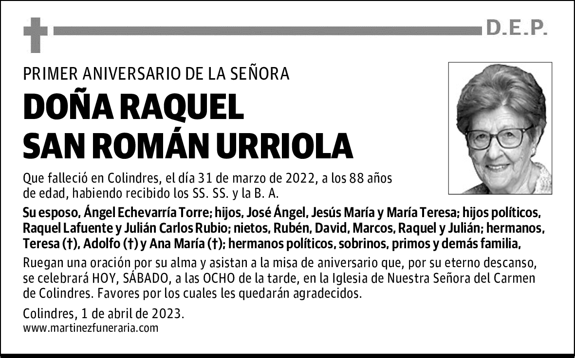 DOÑA RAQUEL SAN ROMÁN URRIOLA