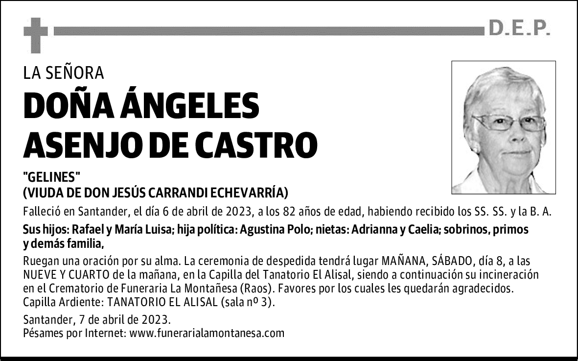 DOÑA ÁNGELES ASENJO DE CASTRO