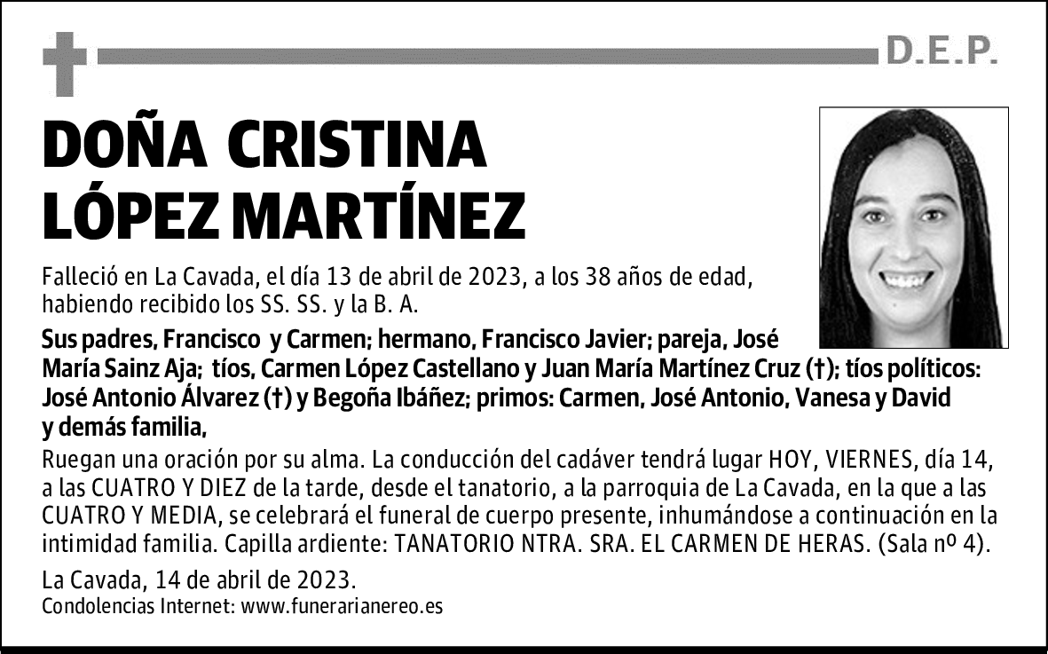 DOÑA CRISTINA LÓPEZ MARTÍNEZ