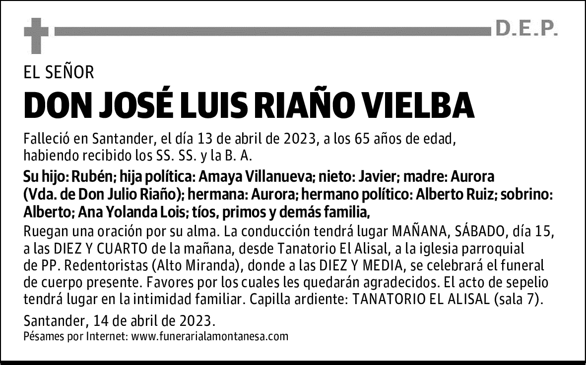 DON JOSÉ LUIS RIAÑO VIELBA