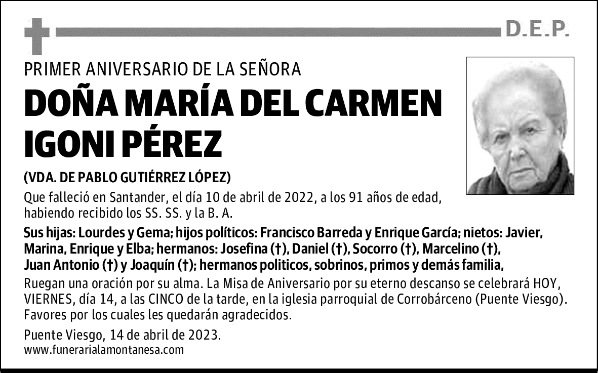 DOÑA MARÍA DEL CARMEN IGONI PÉREZ