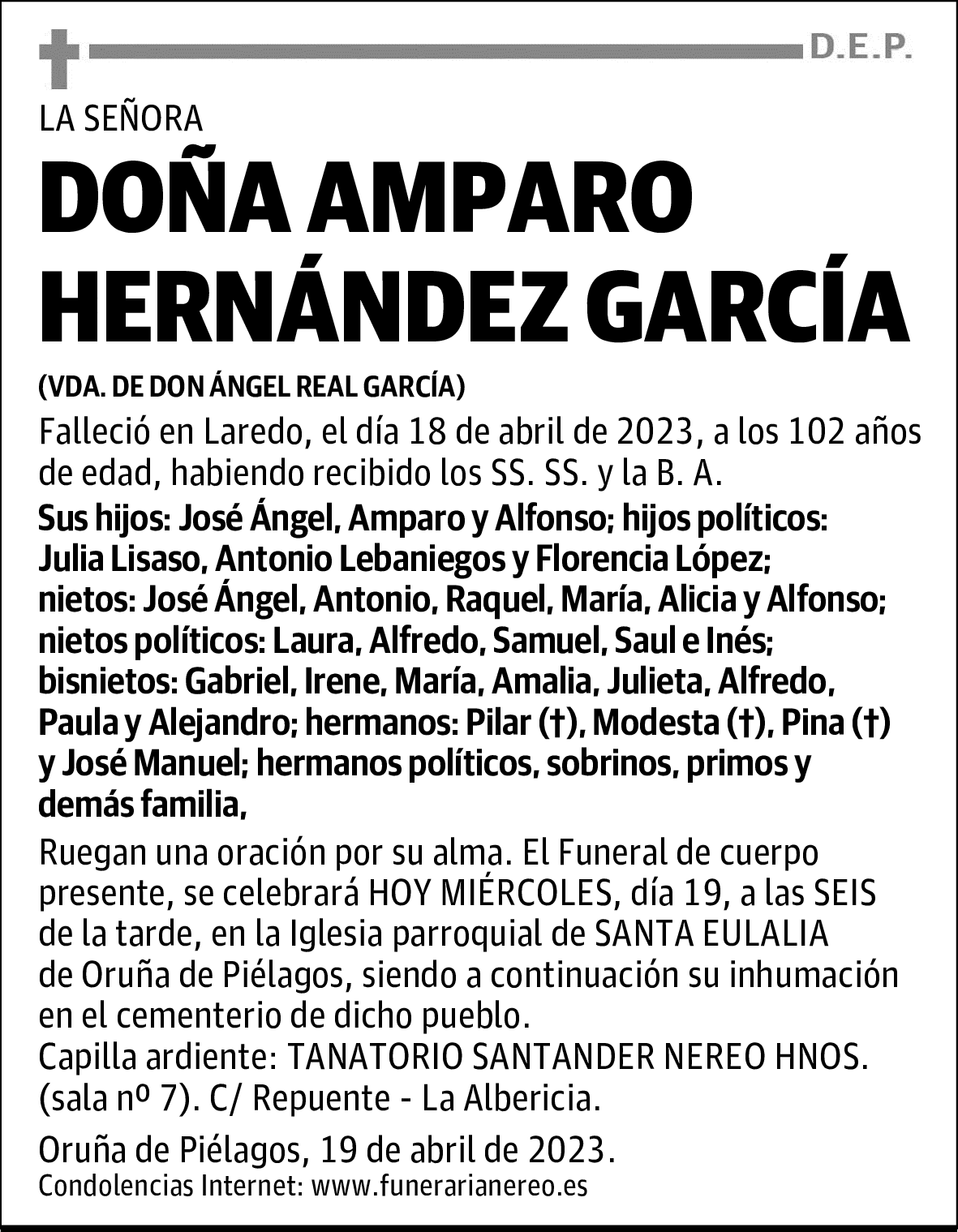 DOÑA AMPARO HERNÁNDEZ GARCÍA