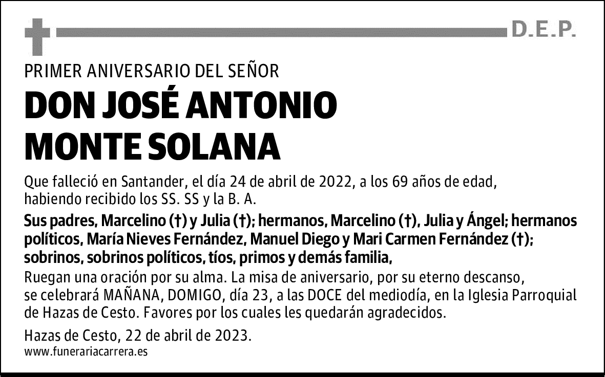DON JOSÉ ANTONIO MONTE SOLANA