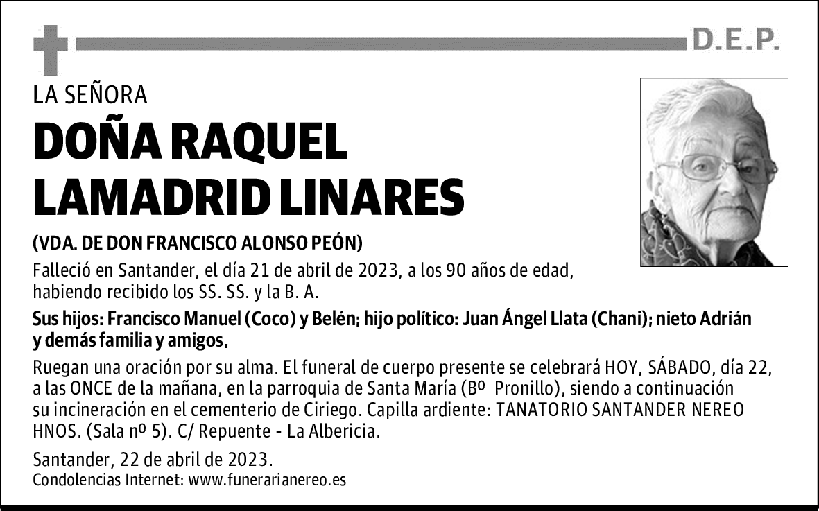DOÑA RAQUEL LAMADRID LINARES