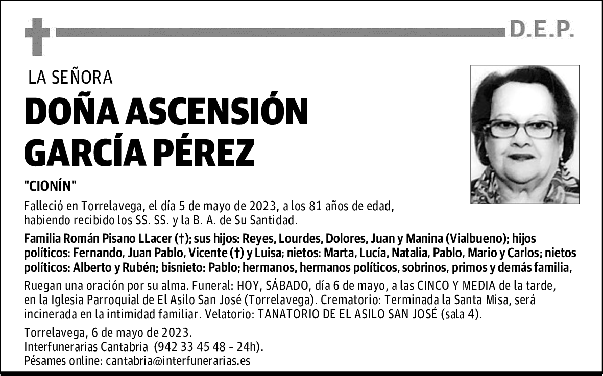DOÑA ASCENSIÓN GARCÍA PÉREZ