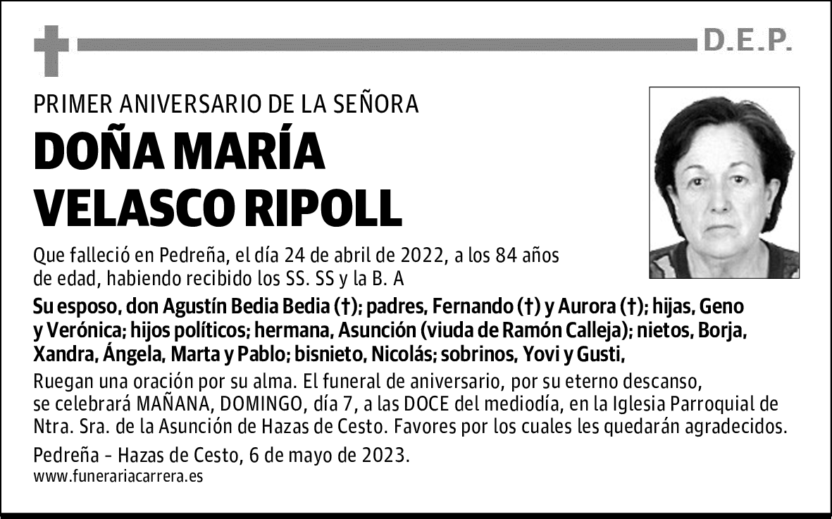 DOÑA MARÍA VELASCO RIPOLL