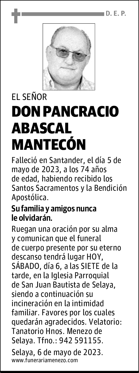 DON PANCRACIO ABASCAL MANTECÓN