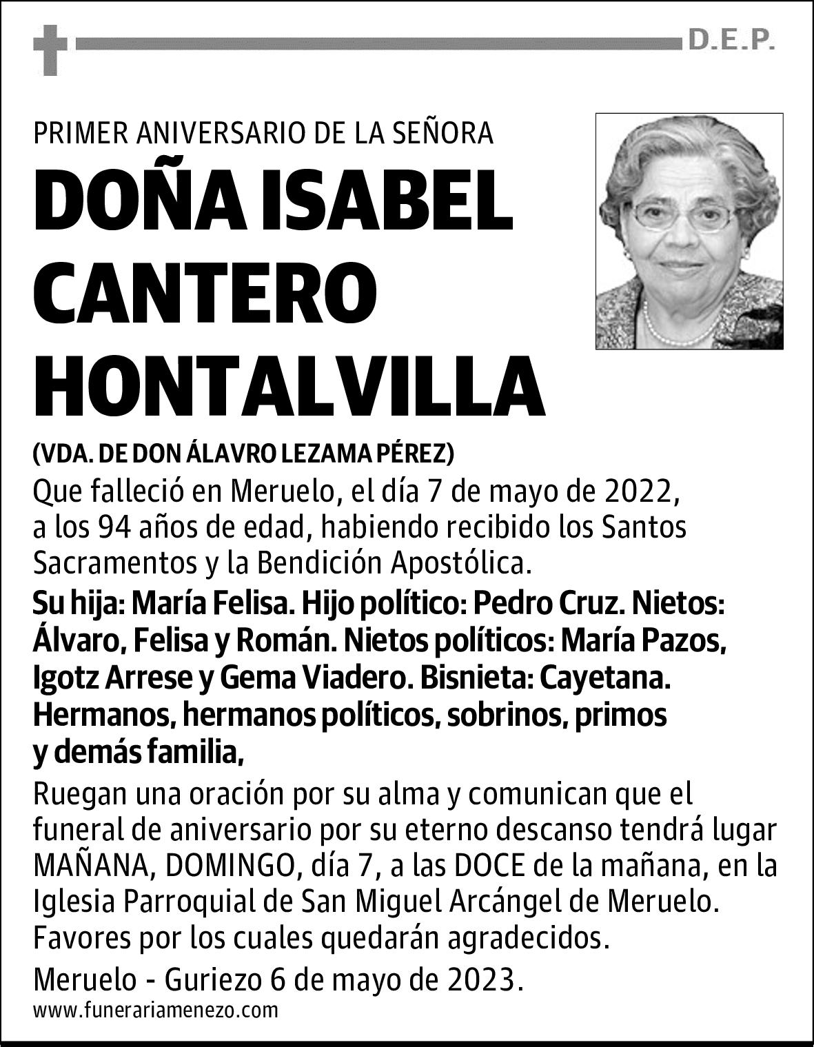 DOÑA ISABEL CANTERO HONTALVILLA
