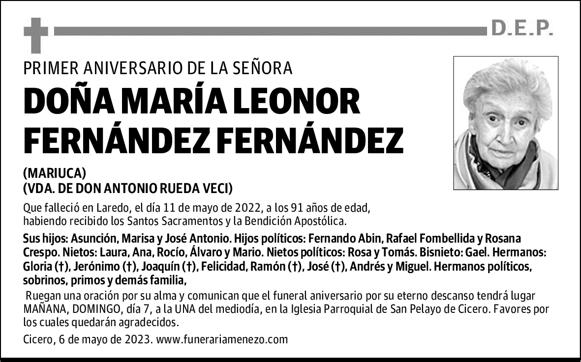 DOÑA MARÍA LEONOR FERNÁNDEZ FERNÁNDEZ
