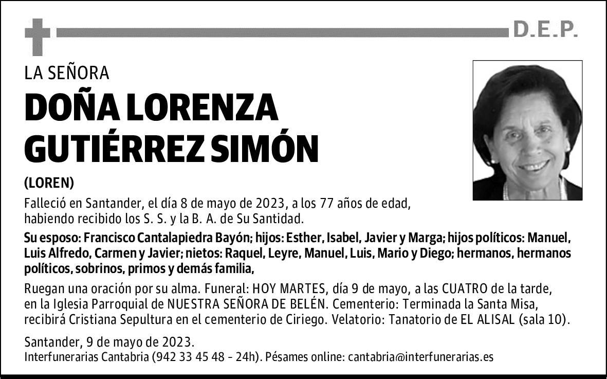 DOÑA LORENZA GUTIÉRREZ SIMÓN