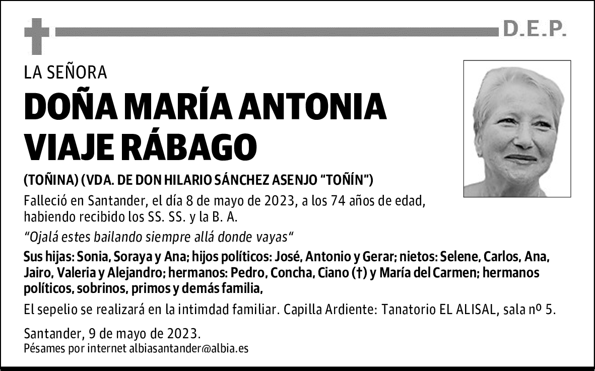 DOÑA MARÍA ANTONIA VIAJE RÁBAGO