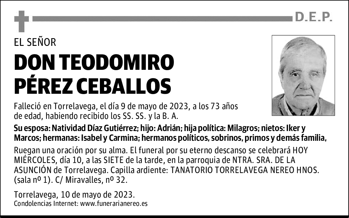 DON TEODOMIRO PÉREZ CEBALLOS