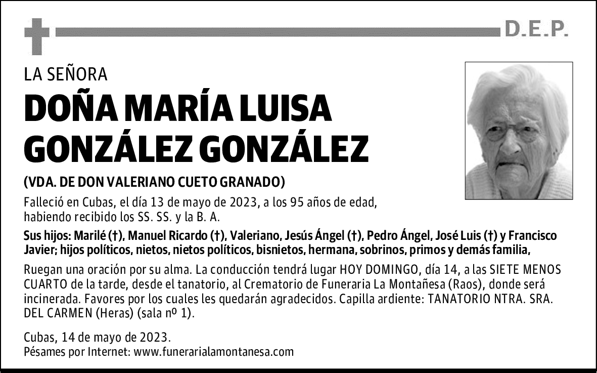 DOÑA MARÍA LUISA GONZÁLEZ GONZÁLEZ