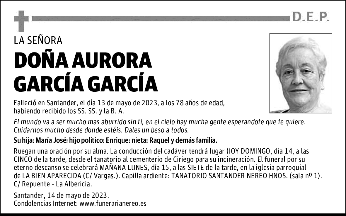 DOÑA AURORA GARCÍA GARCÍA