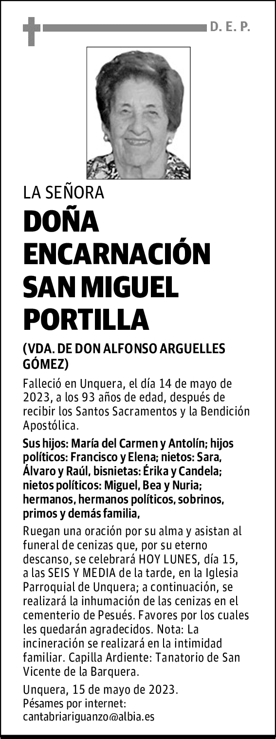 DOÑA ENCARNACIÓN SAN MIGUEL PORTILLA