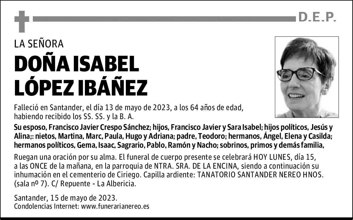 DOÑA ISABEL LÓPEZ IBÁÑEZ