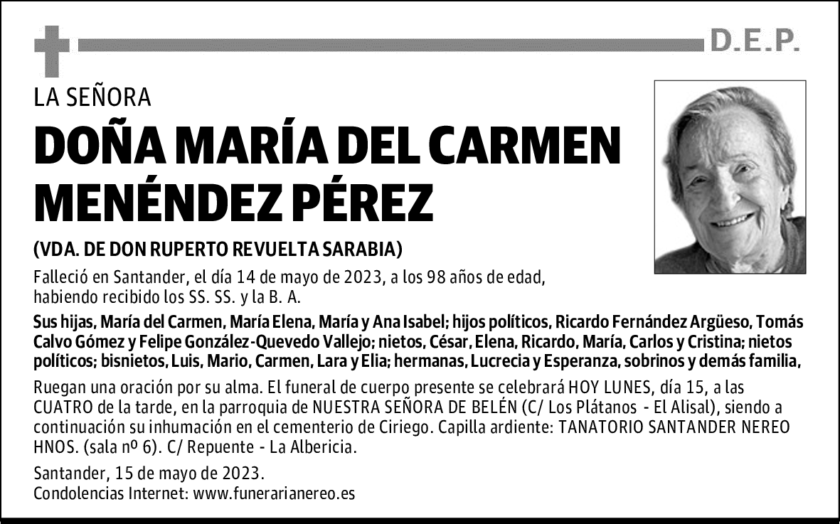 DOÑA MARÍA DEL CARMEN MENÉNDEZ PÉREZ