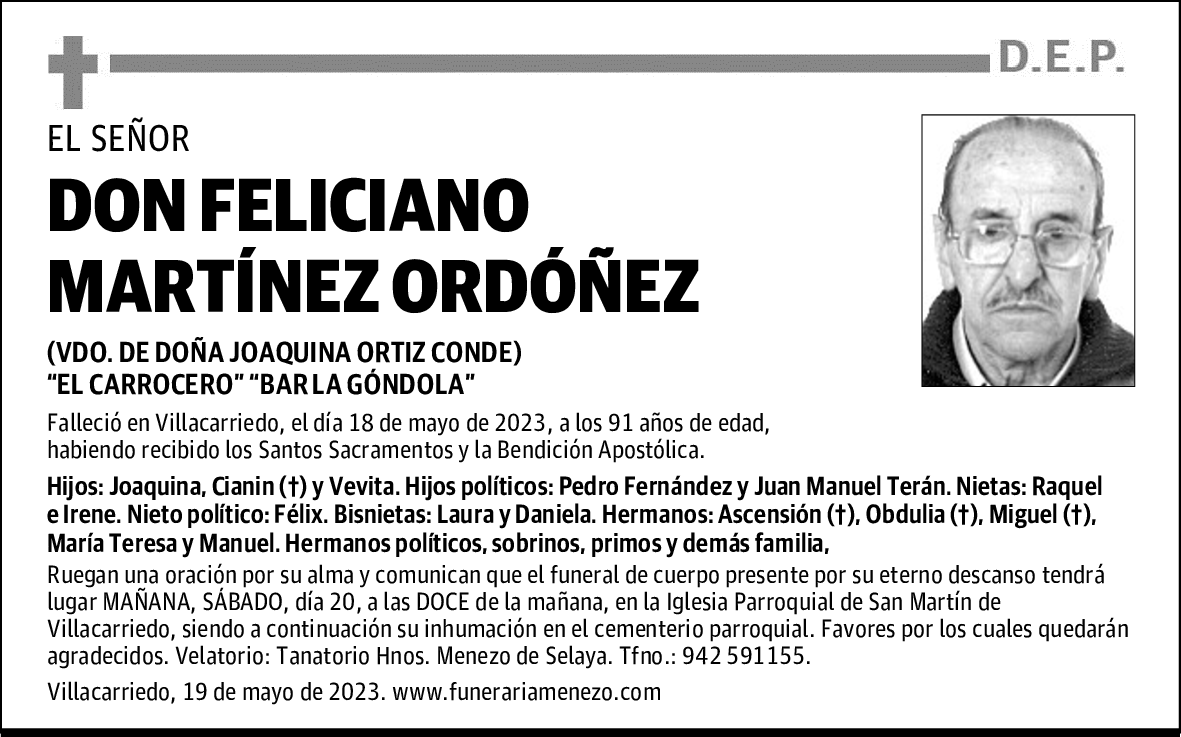 DON FELICIANO MARTÍNEZ ORDÓÑEZ