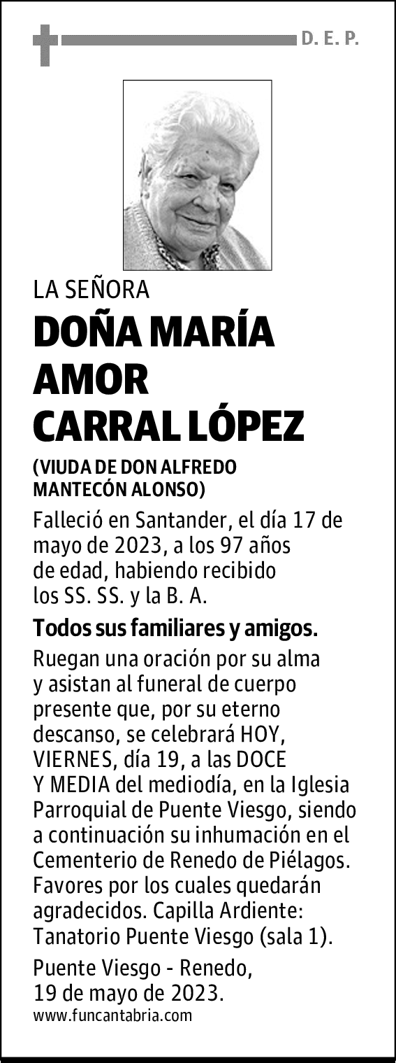 DOÑA MARÍA AMOR CARRAL LÓPEZ