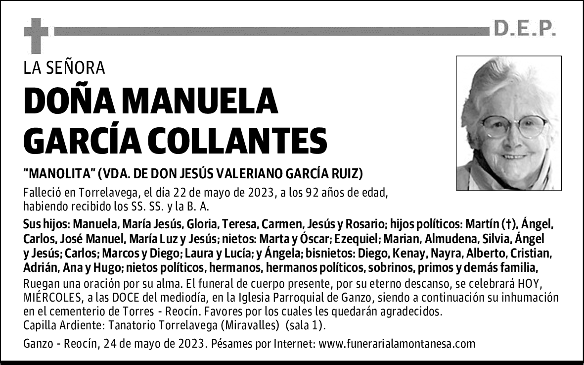 DOÑA MANUELA GARCÍA COLLANTES