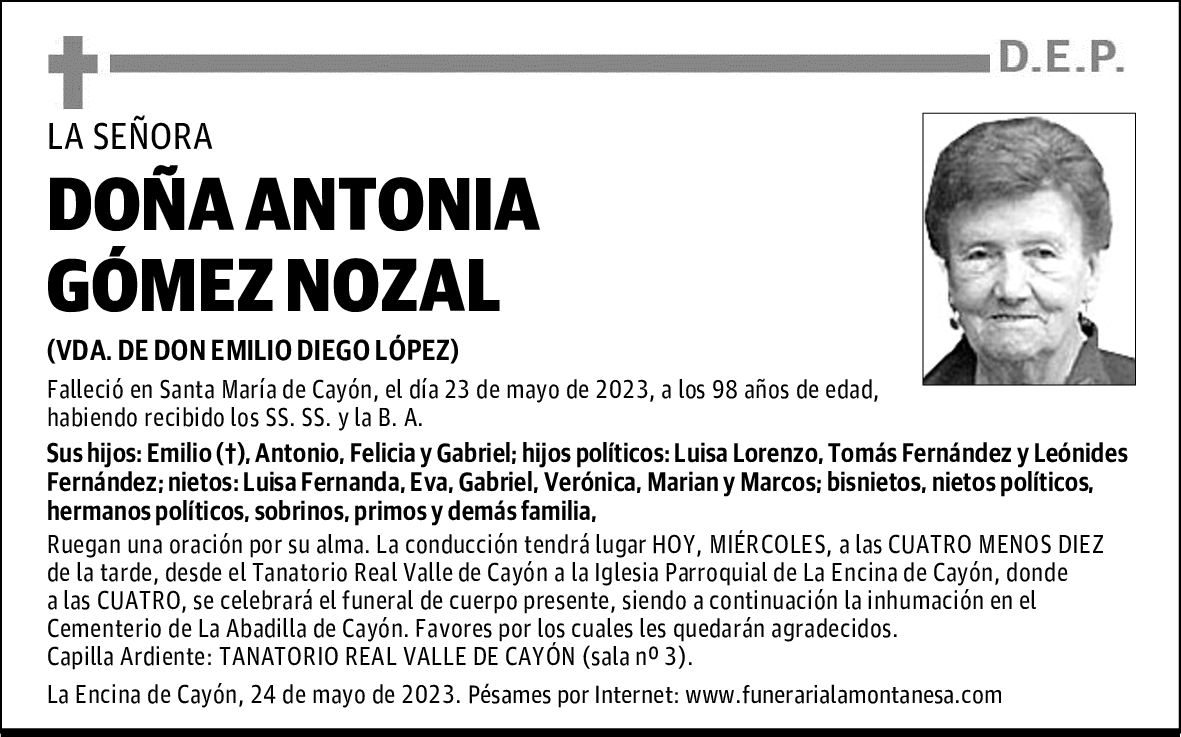 DOÑA ANTONIA GÓMEZ NOZAL