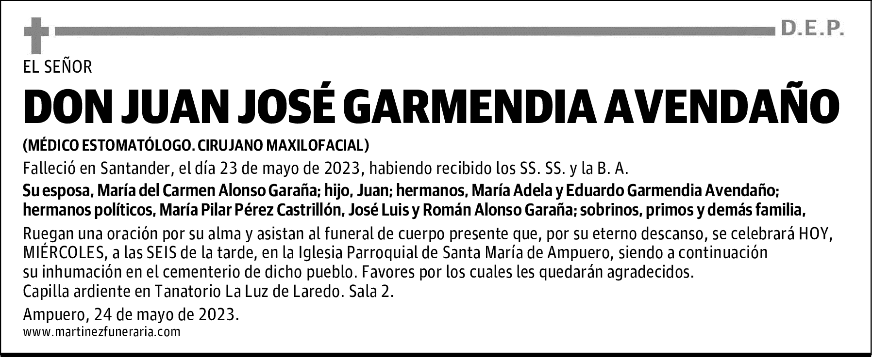 DON JUAN JOSÉ GARMENDIA AVENDAÑO