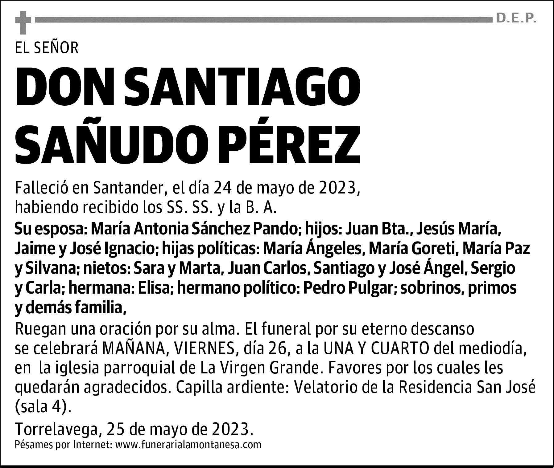 DON SANTIAGO SAÑUDO PÉREZ