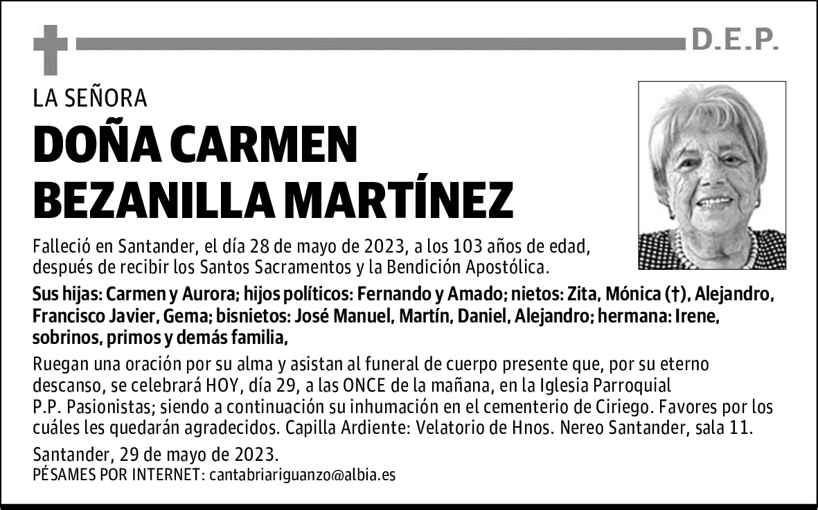 DOÑA CARMEN BEZANILLA MARTÍNEZ
