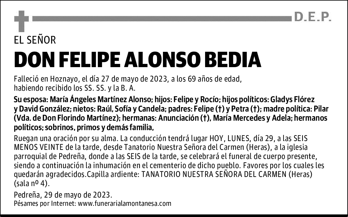 DON FELIPE ALONSO BEDIA