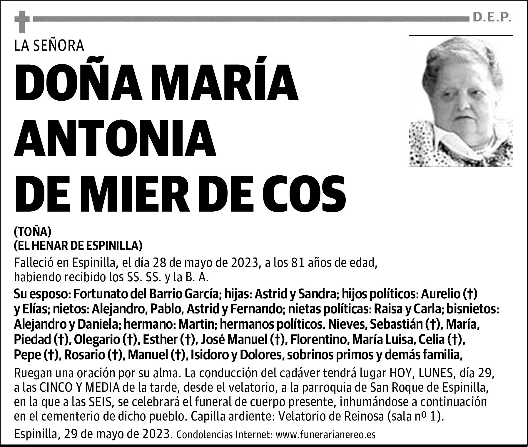 DOÑA MARÍA ANTONIA DE MIER DE COS