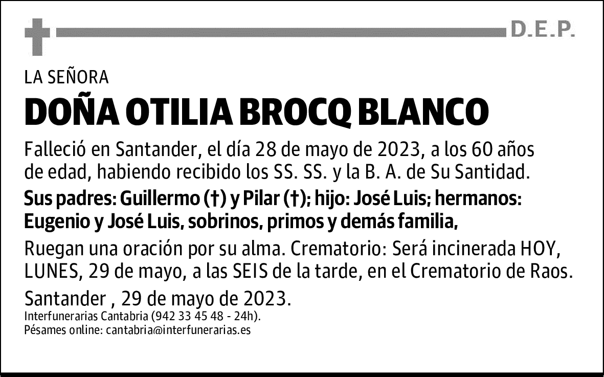 DOÑA OTILIA BROCQ BLANCO