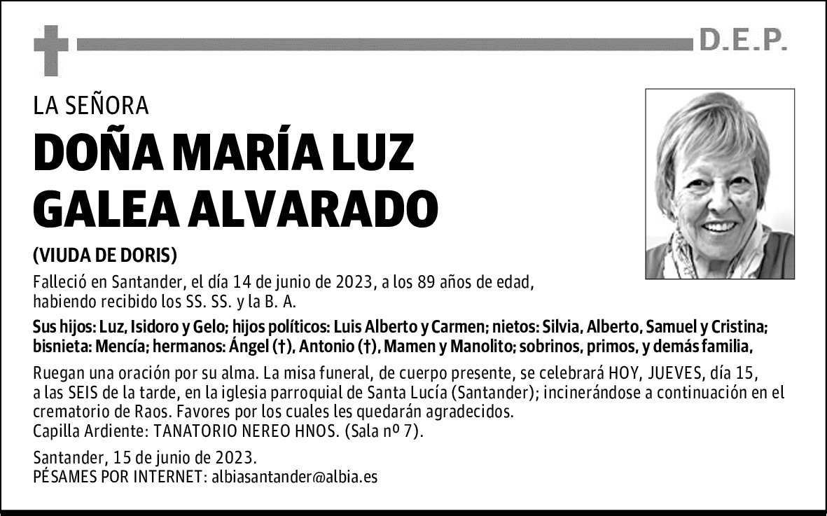 DOÑA MARÍA LUZ GALEA ALVARADO