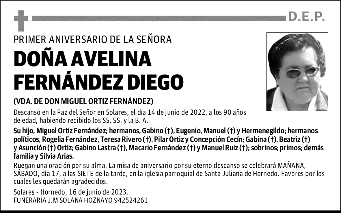 DOÑA AVELINA FERNÁNDEZ DIEGO
