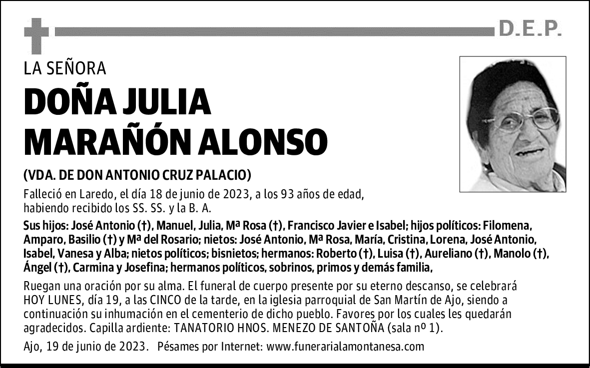 DOÑA JULIA MARAÑÓN ALONSO