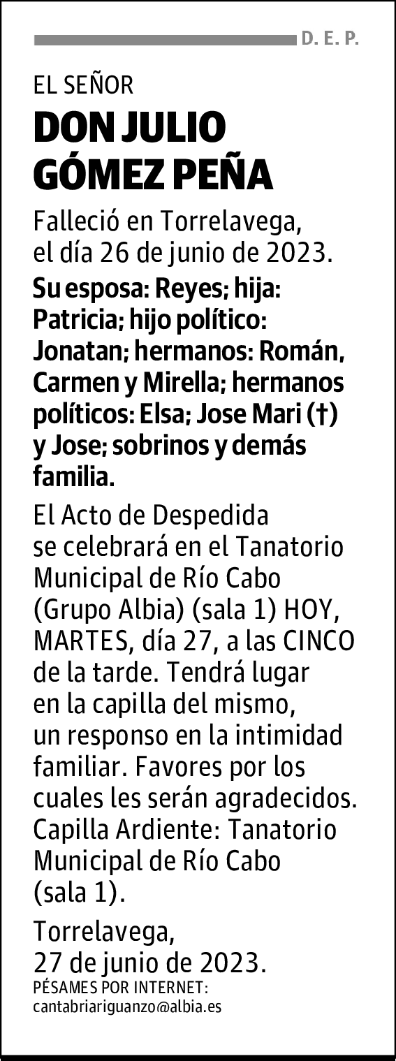 DON JULIO GÓMEZ PEÑA