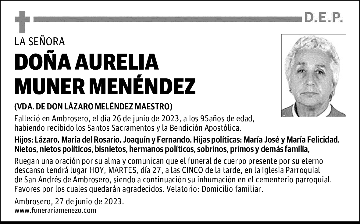 DOÑA AURELIA MUNER MENÉNDEZ