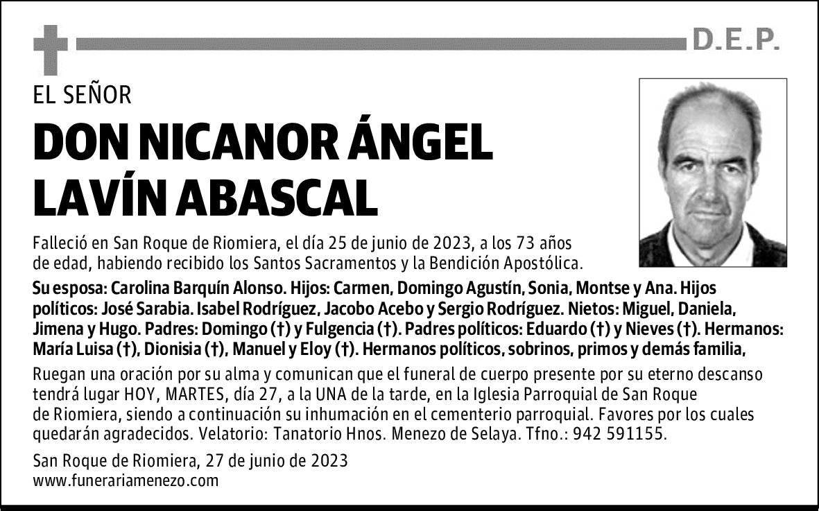 DON NICANOR ÁNGEL LAVÍN ABASCAL