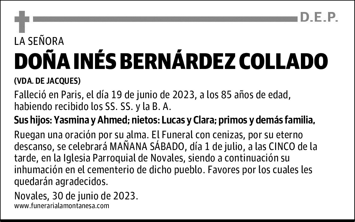 DOÑA INÉS BERNÁRDEZ COLLADO