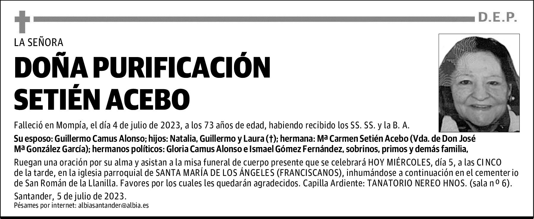 DOÑA PURIFICACIÓN SETIÉN ACEBO