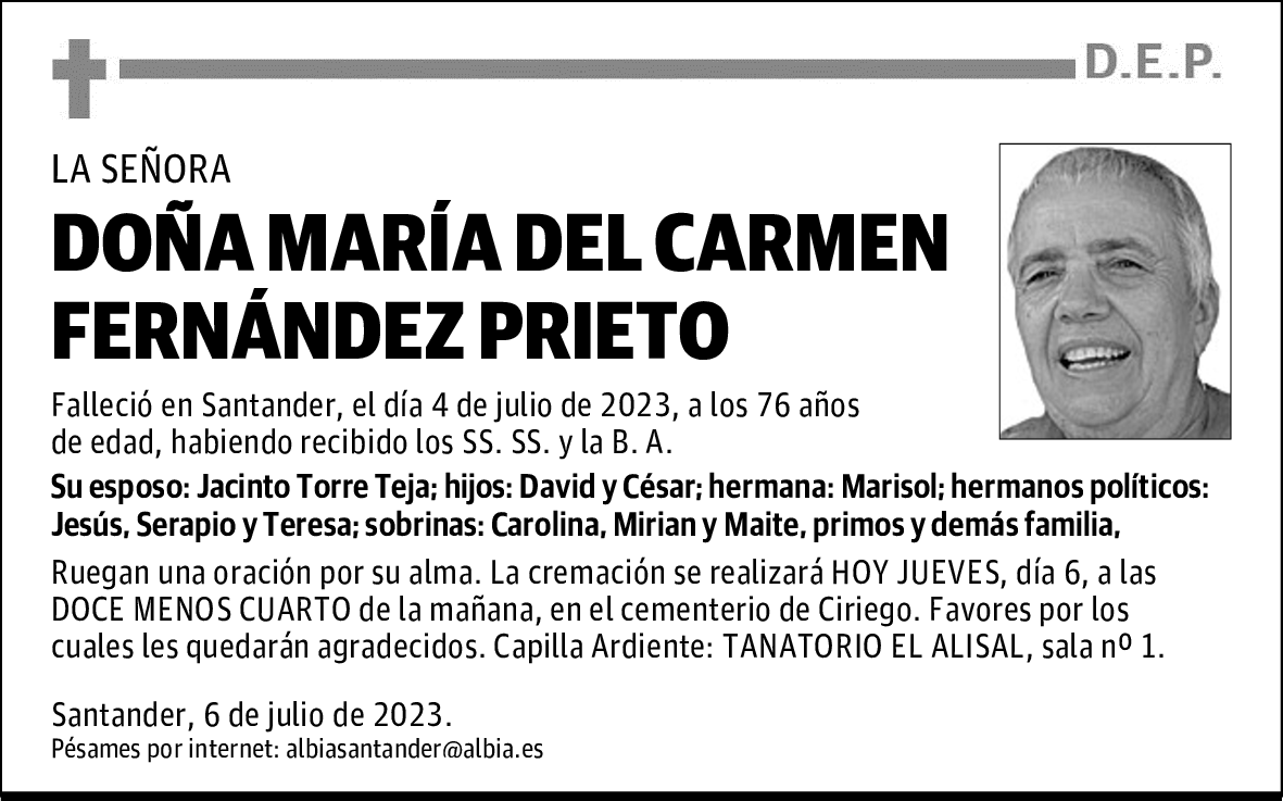 DOÑA MARÍA DEL CARMEN FERNÁNDEZ PRIETO