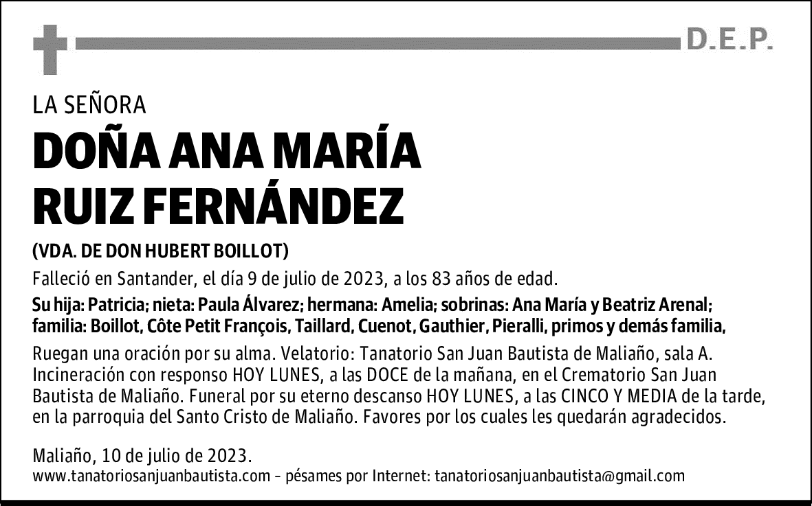 DOÑA ANA MARÍA RUIZ FERNÁNDEZ