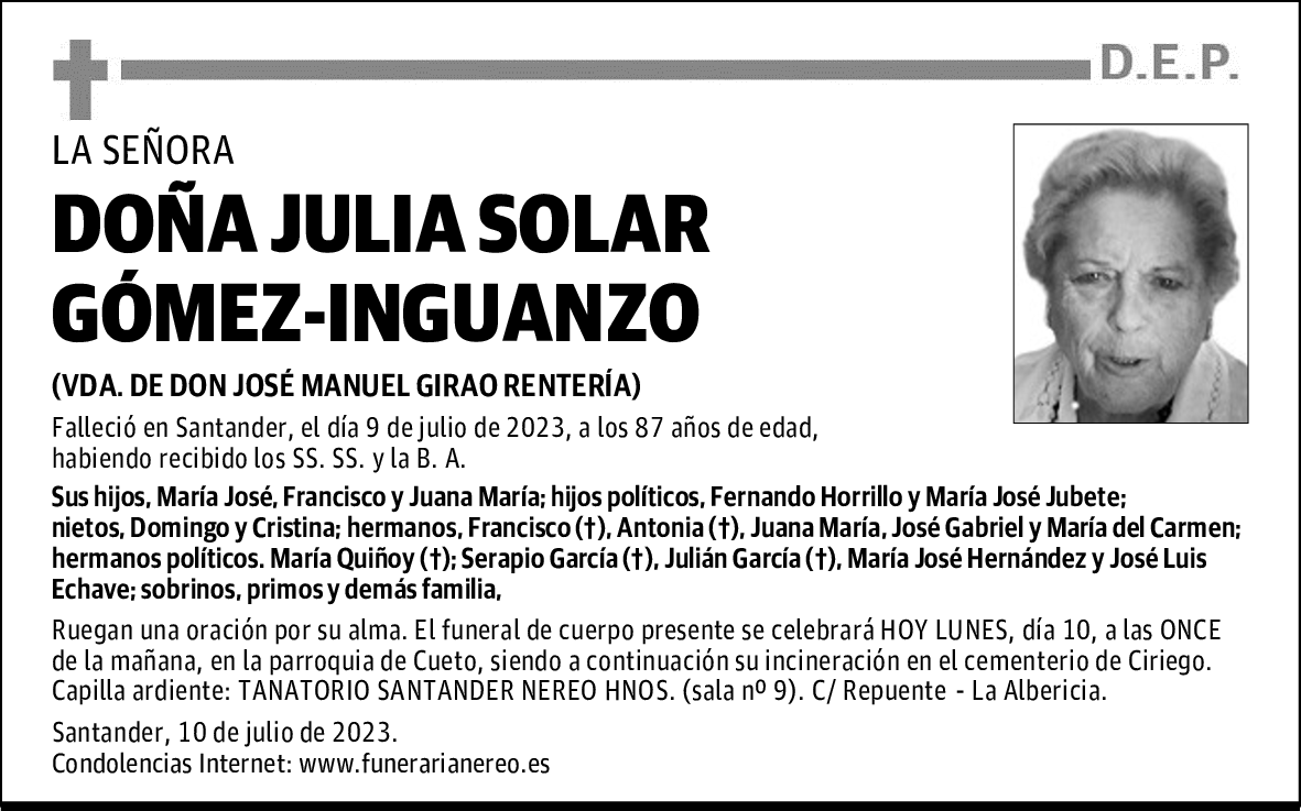 DOÑA JULIA SOLAR GÓMEZ-INGUANZO