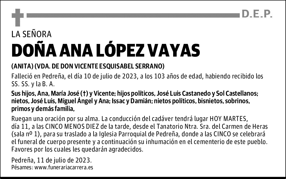 DOÑA ANA LÓPEZ VAYAS