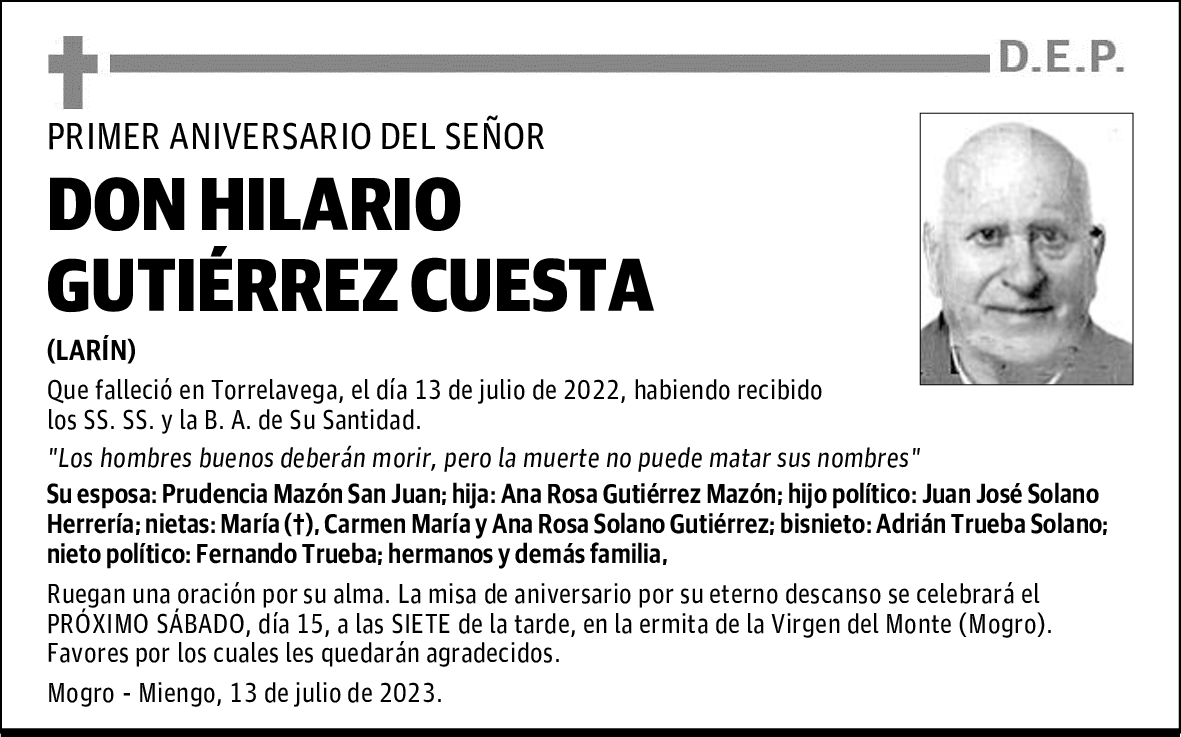 DON HILARIO GUTIÉRREZ CUESTA