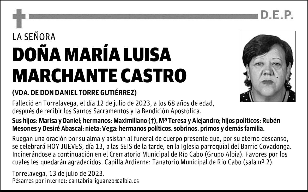 DOÑA MARÍA LUISA MARCHANTE CASTRO